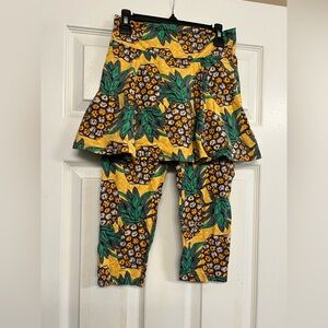 Dona Jo Tropical Pineapple Floral Skirted Active Leggings Size 1